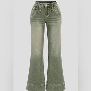 Flamingals Low Rise Wide Leg Baggy Jeans Stretch Boyfriend Butterfly XS JK7-14